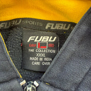 J- Vintage Fubu Embroidered Chenille Text Zip Up Hoodie - 3XL
