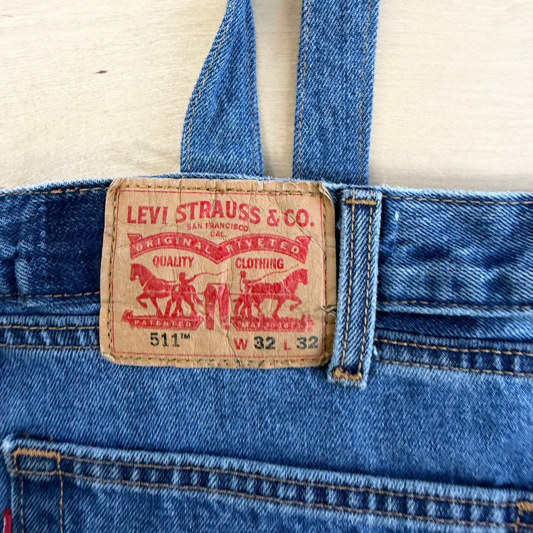 F- HOM Levi's 511 Dark Blue Denim Wash Reworked Denim/Jeans Tote Bag