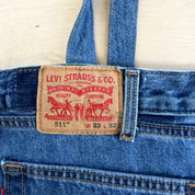 F- HOM Levi's 511 Dark Blue Denim Wash Reworked Denim/Jeans Tote Bag
