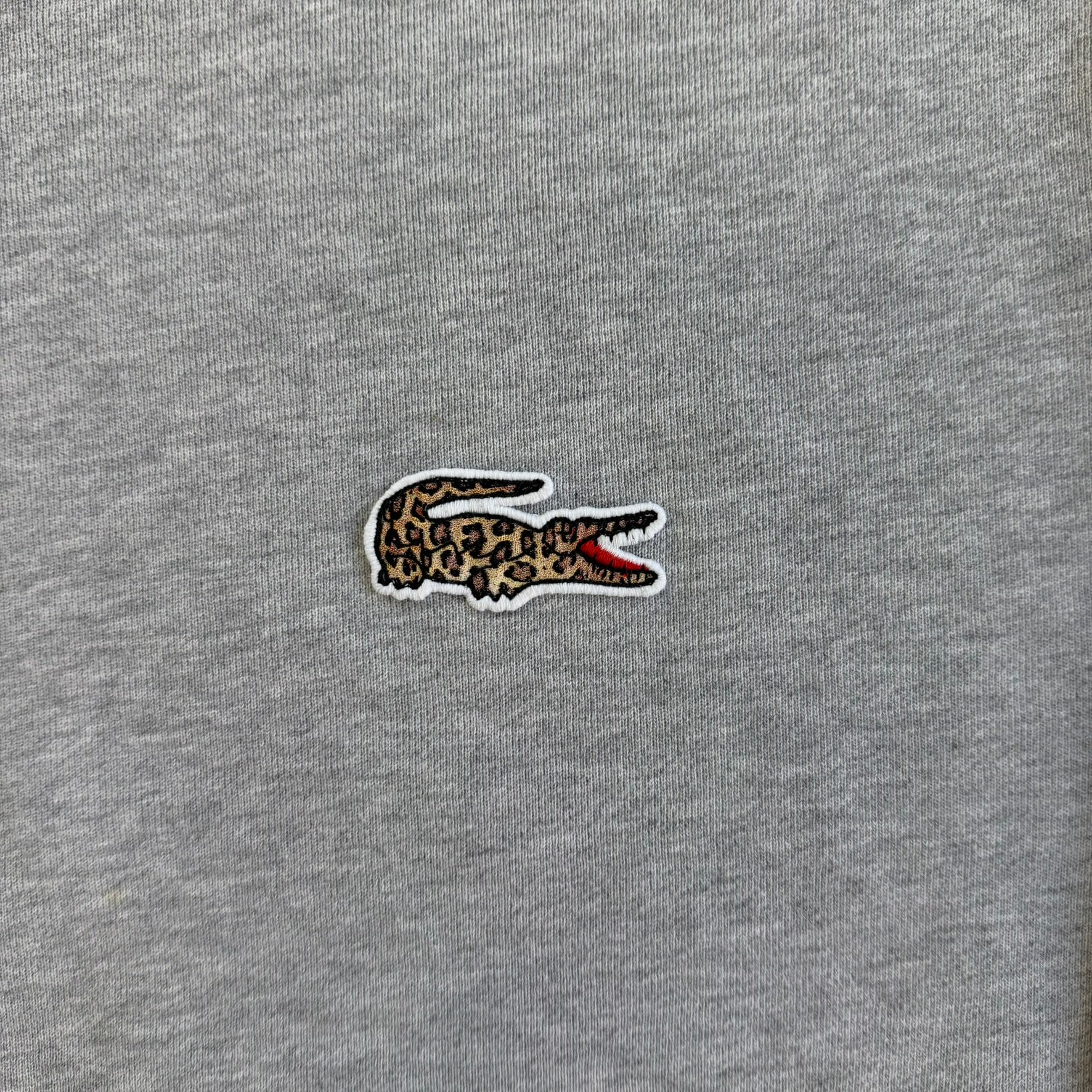J- Lacoste National Geographic Embroidered Leopard Print Crocodile Logo Crewneck - 2XL