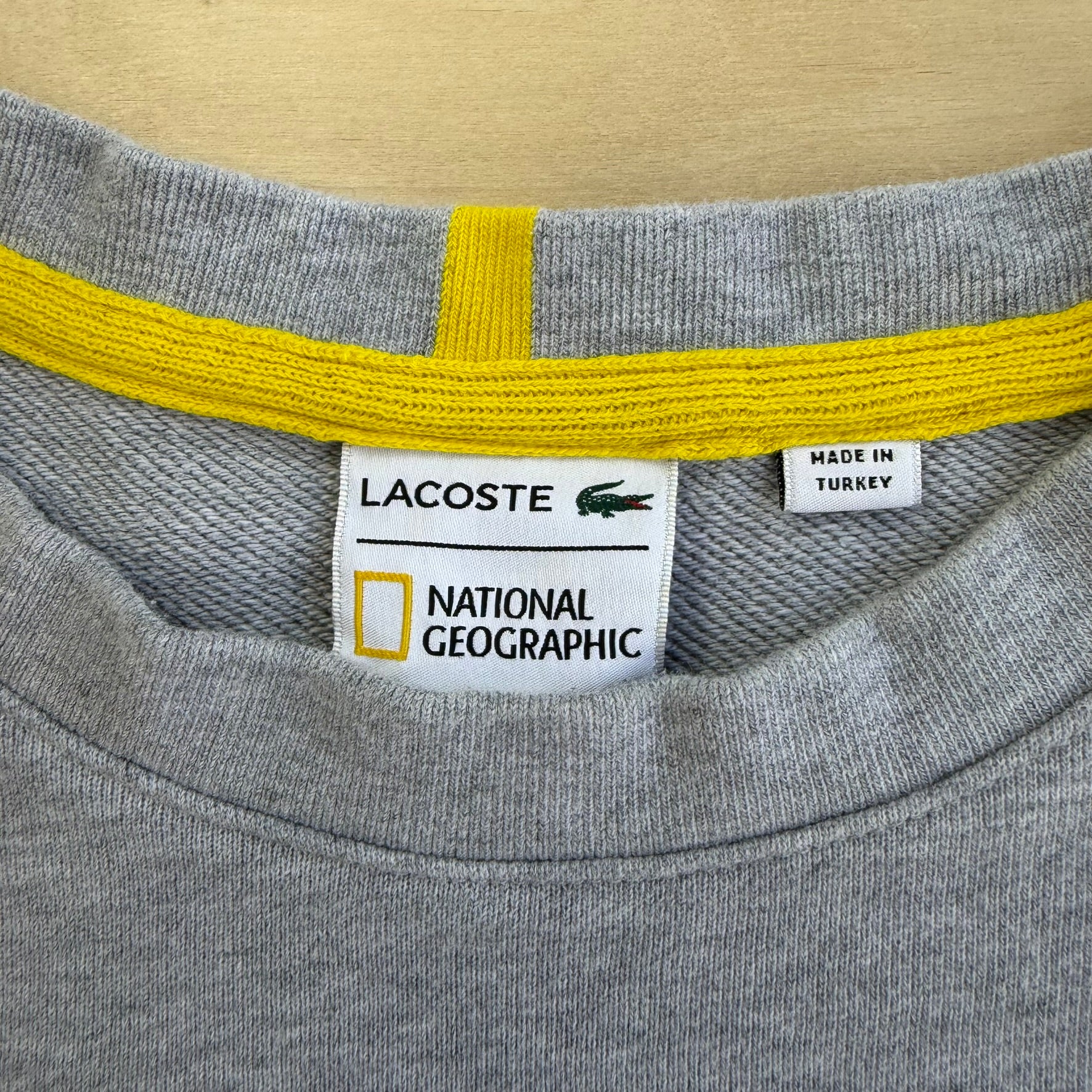 J- Lacoste National Geographic Embroidered Leopard Print Crocodile Logo Crewneck - 2XL