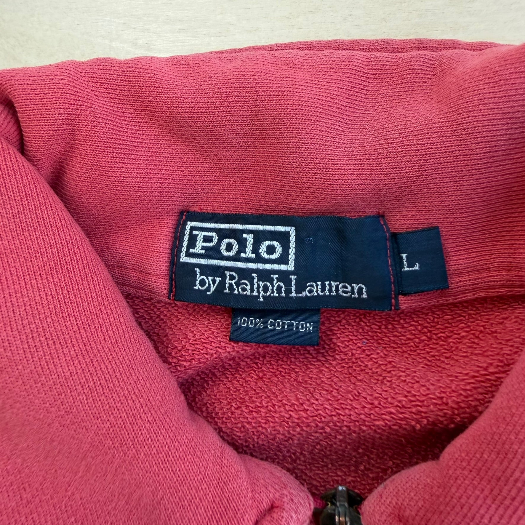 J- Vintage Polo RL Text Quarter Zip Crewneck - L