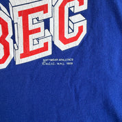 J- Vintage '89 Quebec Nordiques NHL Logo & Text Graphic Single Stitch Tee - M