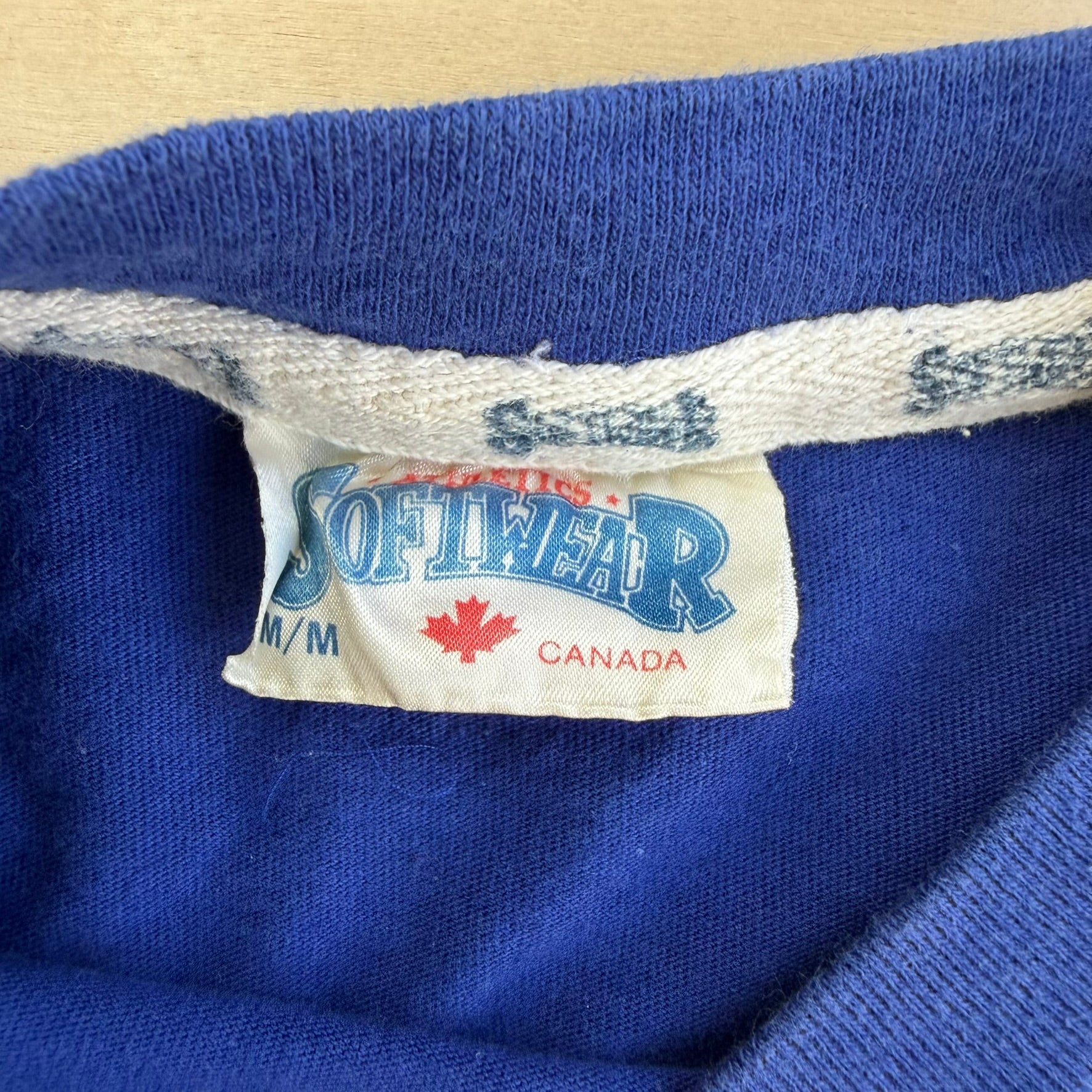 J- Vintage '89 Quebec Nordiques NHL Logo & Text Graphic Single Stitch Tee - M