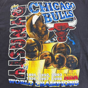 J- Vintage '98 Chicago Bulls NBA Double 3 Peat Picture Graphic Single Stitch Tee - XL
