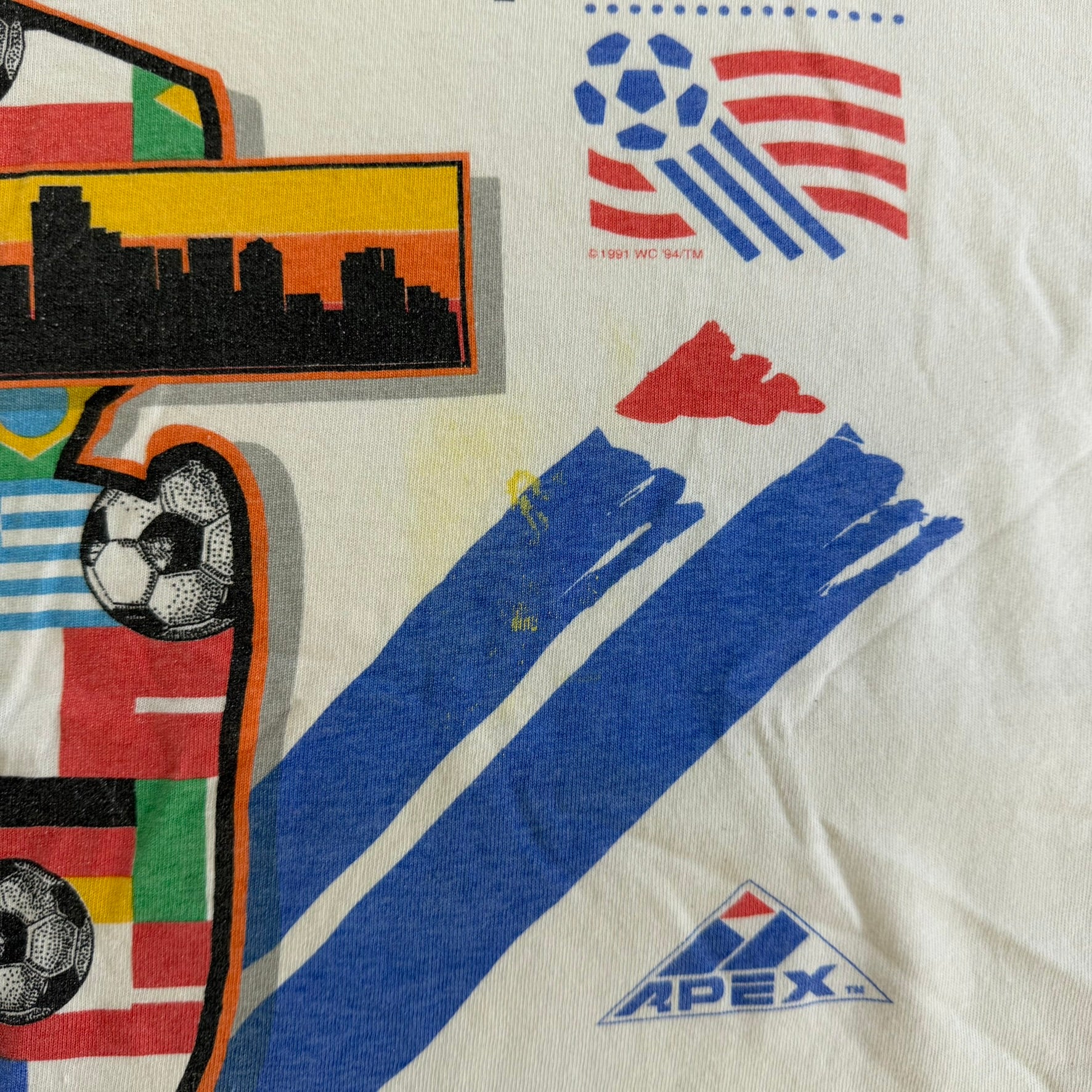 J- Vintage '94 World Cup New York New Jersey Apex One Graphic Made In USA Single Stitch Tee - L