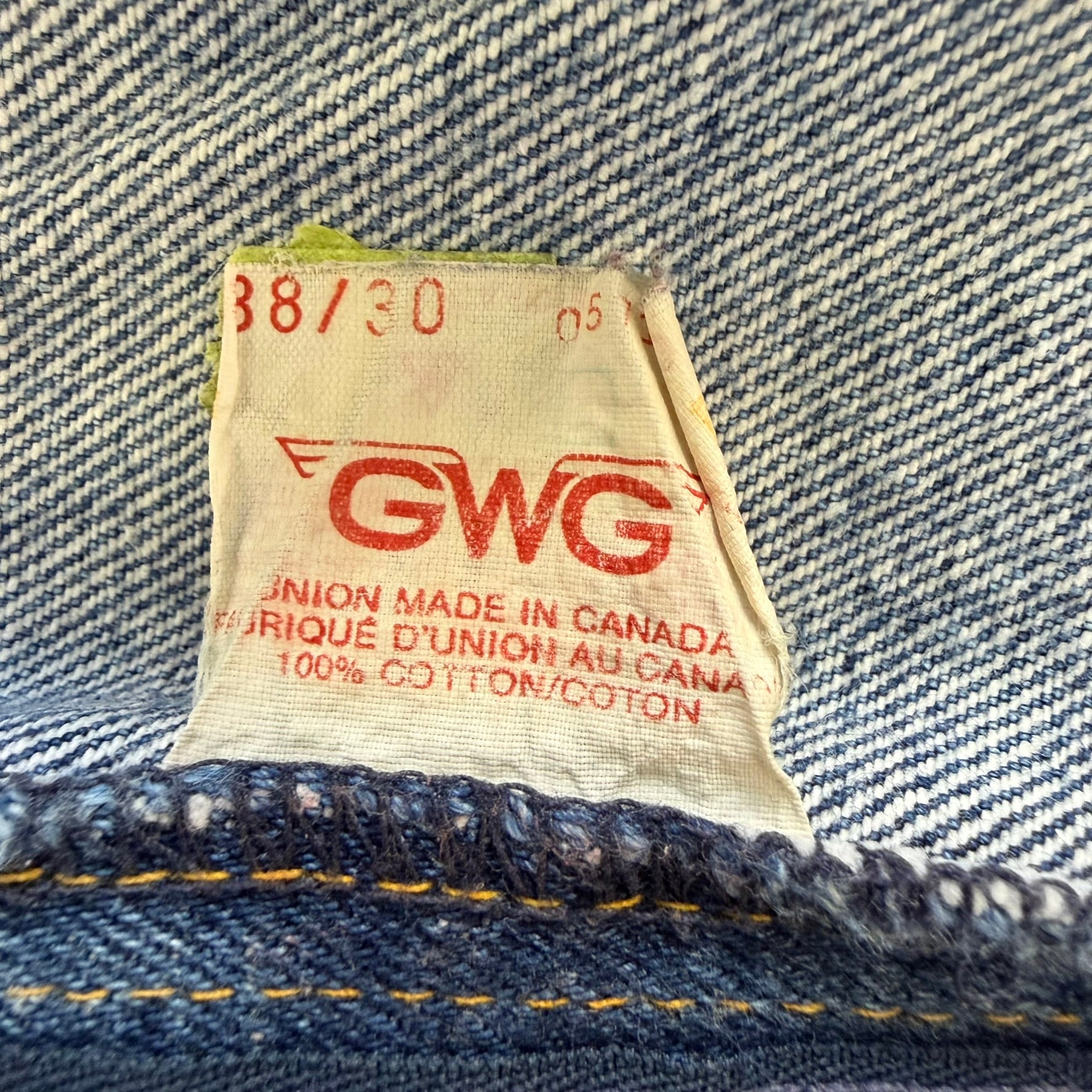 J- Vintage 80s GWG Made In Canada Union Made Red Strap Workwear Carpenter Jeans - 38x30