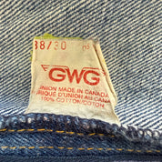 J- Vintage 80s GWG Made In Canada Union Made Red Strap Workwear Carpenter Jeans - 38x30