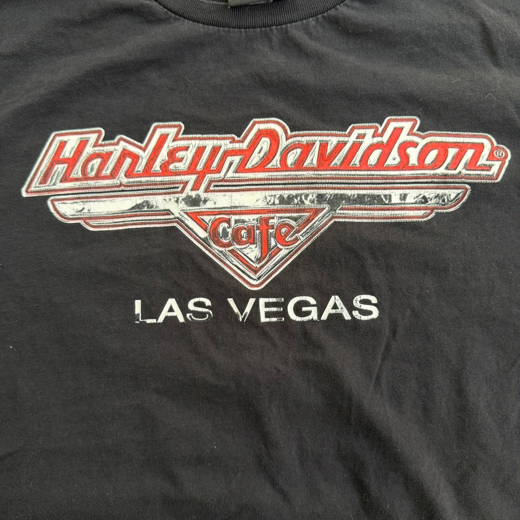 J- Vintage Harley Davidson Cafe Las Vegas Live Hard Ride Easy Graphic Tee - L