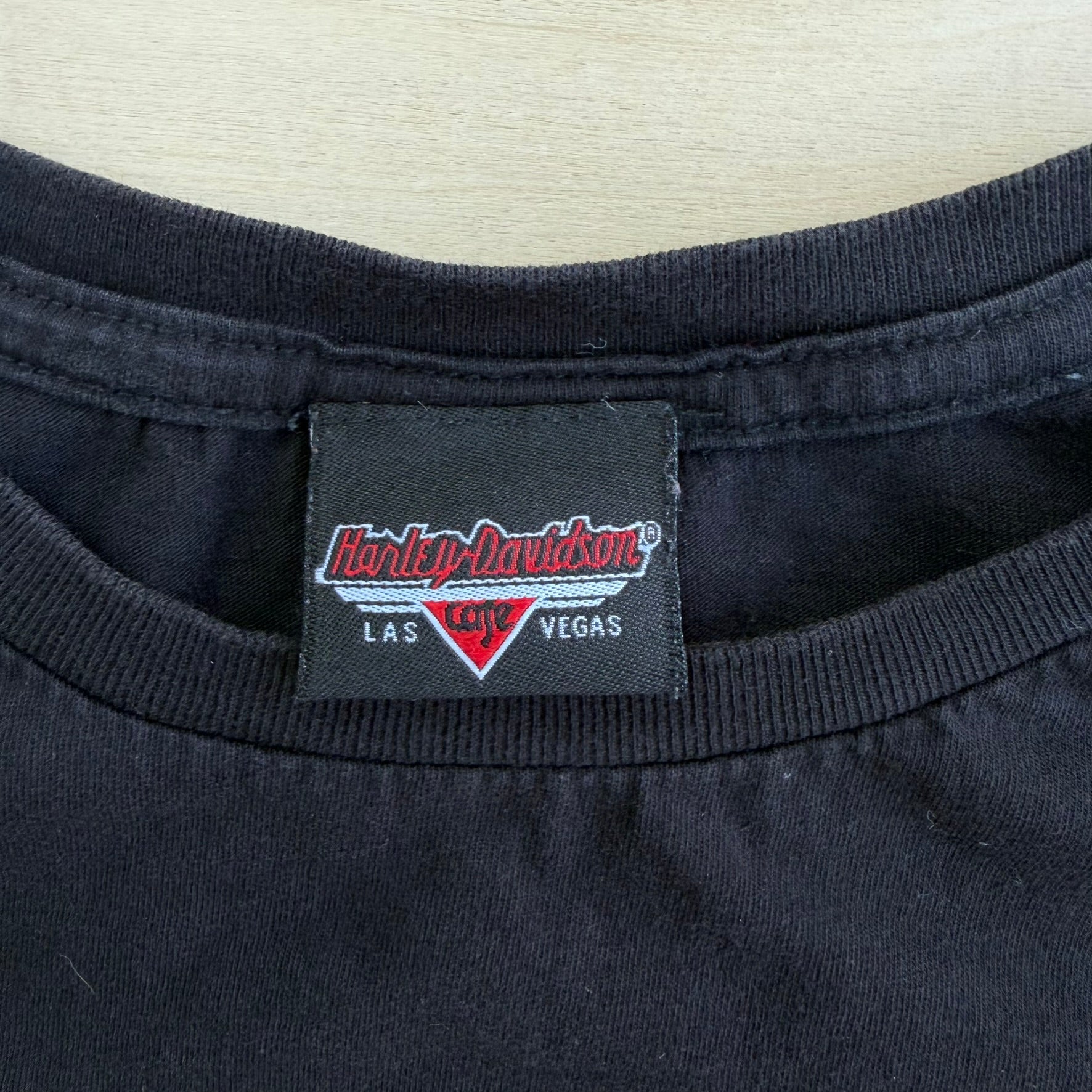J- Vintage Harley Davidson Cafe Las Vegas Live Hard Ride Easy Graphic Tee - L