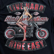 J- Vintage Harley Davidson Cafe Las Vegas Live Hard Ride Easy Graphic Tee - L