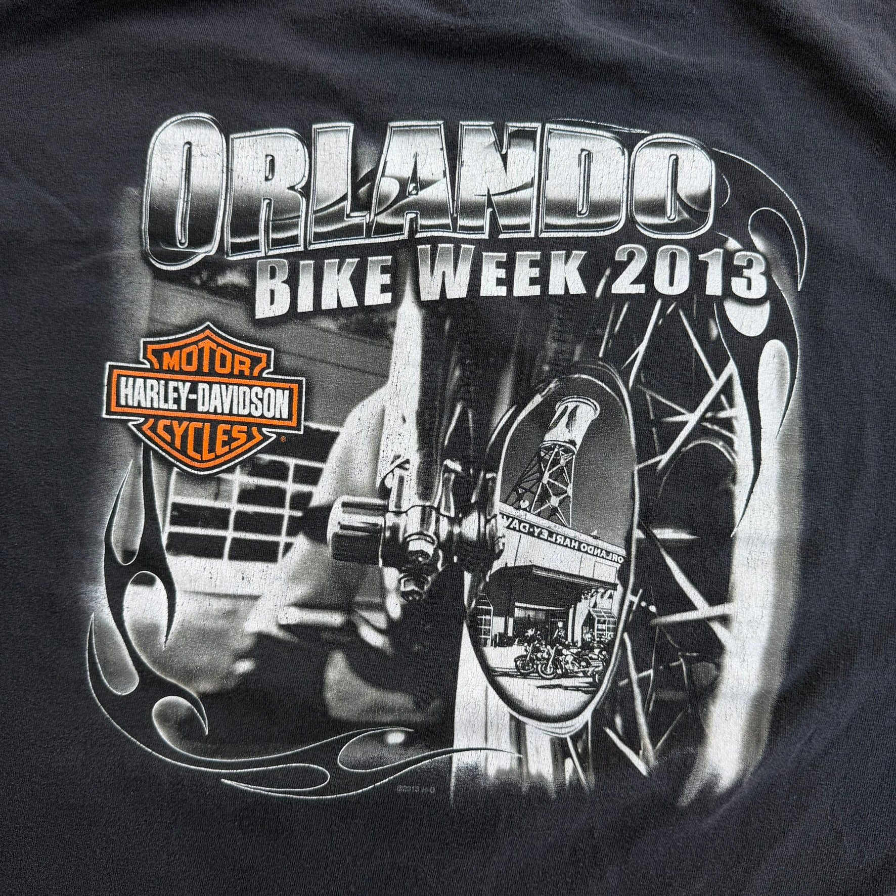 J- Vintage '13 Harley Davidson Orlando Florida Bike Week Graphic Tee - L