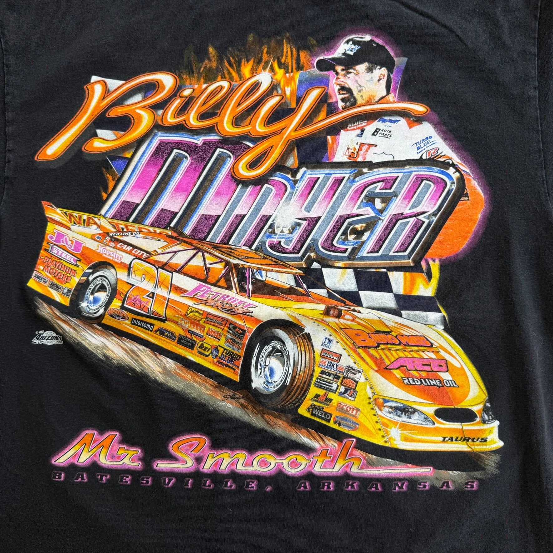 J- Vintage '02 Nascar Billy Moyer Mr. Smooth Car & Picture Graphic Tee - L
