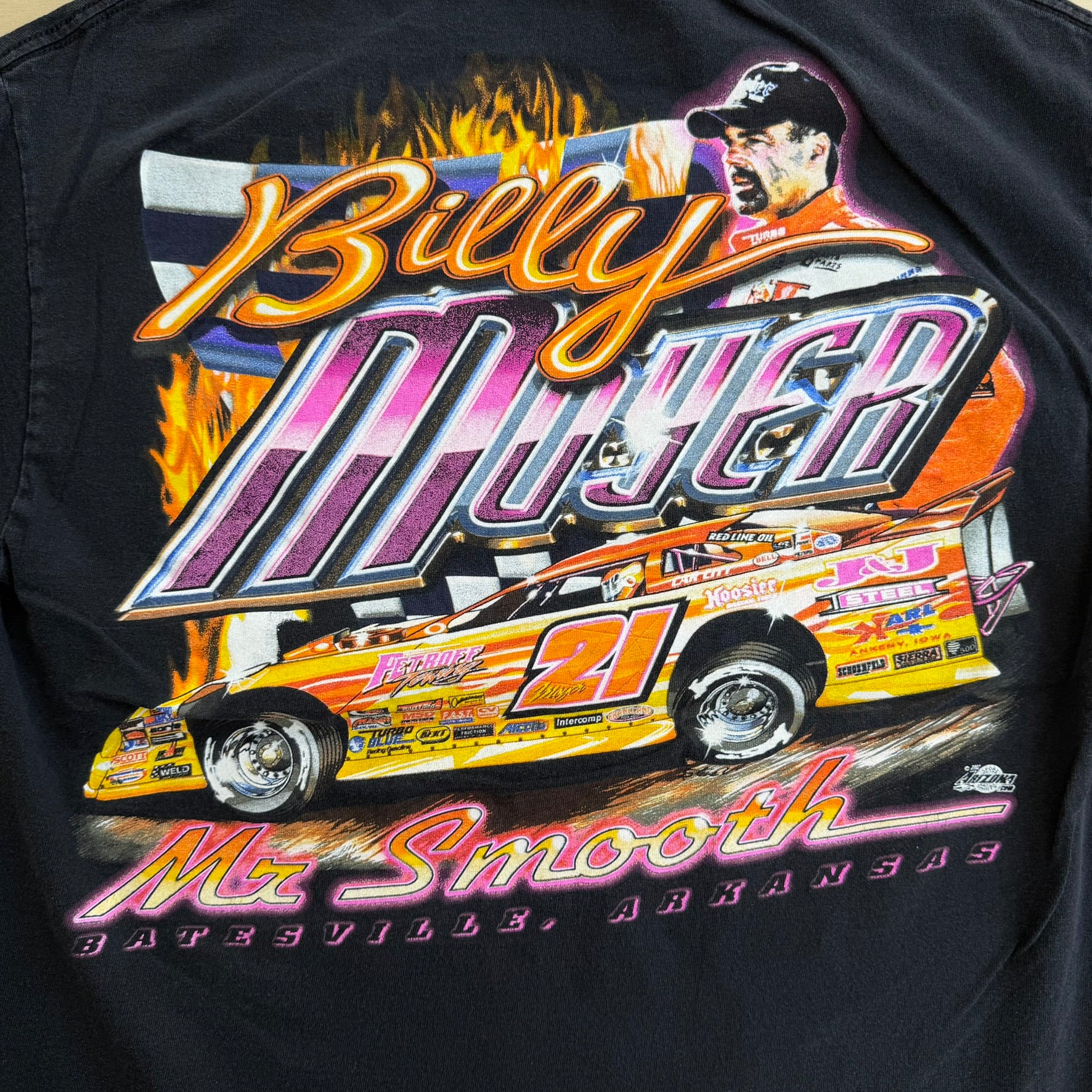 J- Vintage '02 Nascar Billy Moyer Mr. Smooth Car & Picture Graphic Tee - L