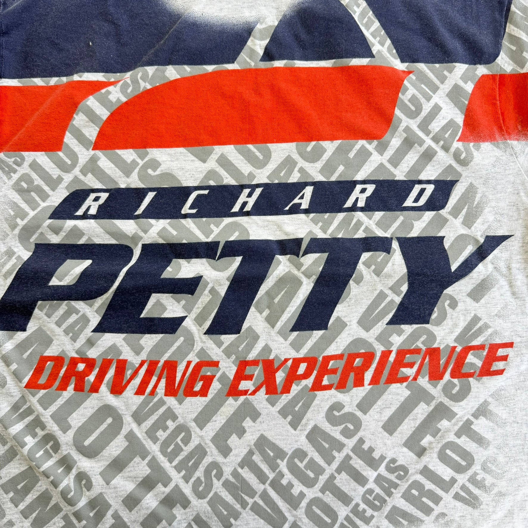 J- Vintage 90s Richard Petty Driving Experience All Over Print Made In USA Single Stitch Tee - L