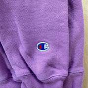 J- Vintage Champion Reverse Weave Light Purple Embroidered Logo Hoodie - M