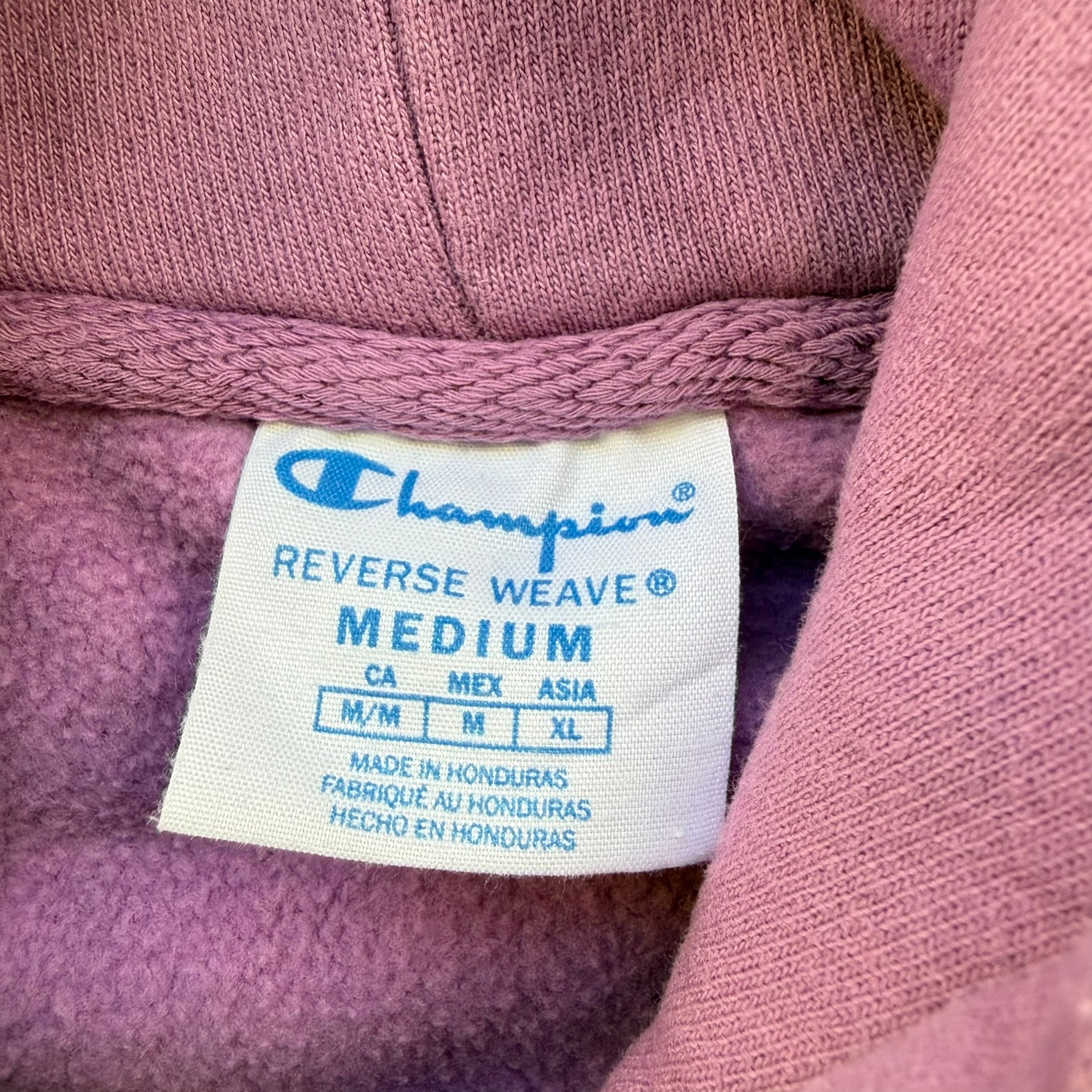 J- Vintage Champion Reverse Weave Light Purple Embroidered Logo Hoodie - M
