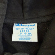 J- Vintage Champion Reverse Weave Chenille Embroidered Text Hoodie - L