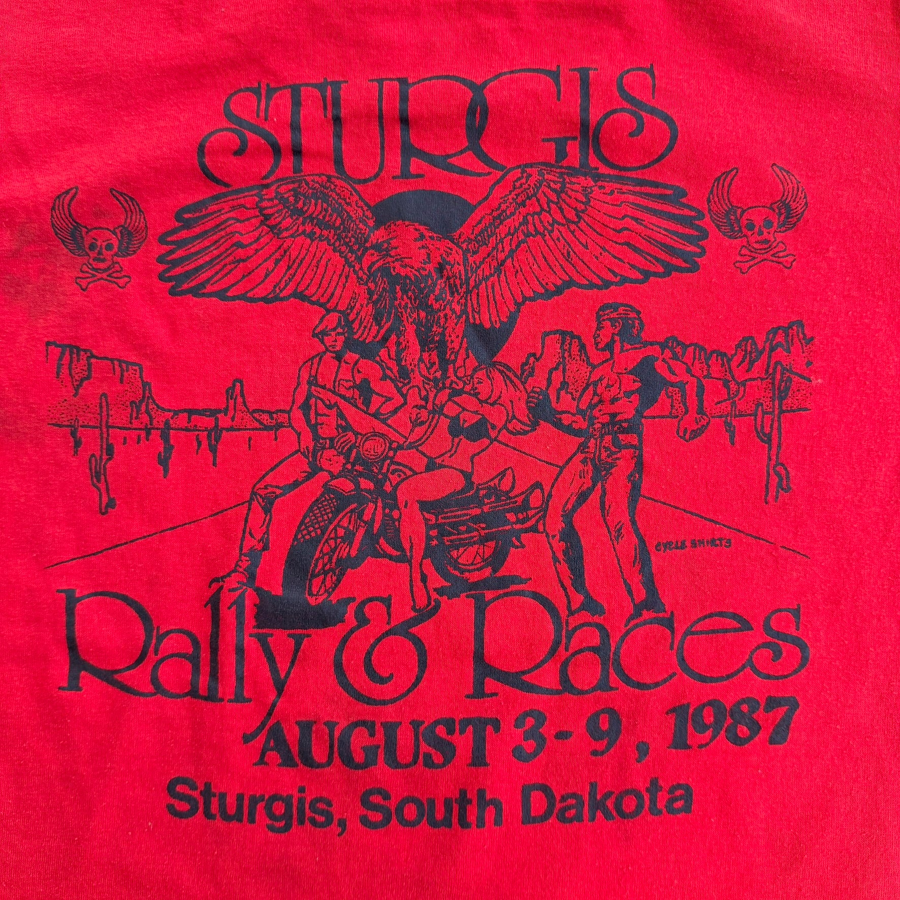 J- Vintage '87 Sturgis Black Hills Motorcycle Rally Graphic Made In USA Single Stitch Tee - S