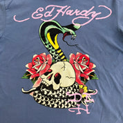 J- Vintage Ed Hardy Snake Skull & Flower Graphic Tee - M