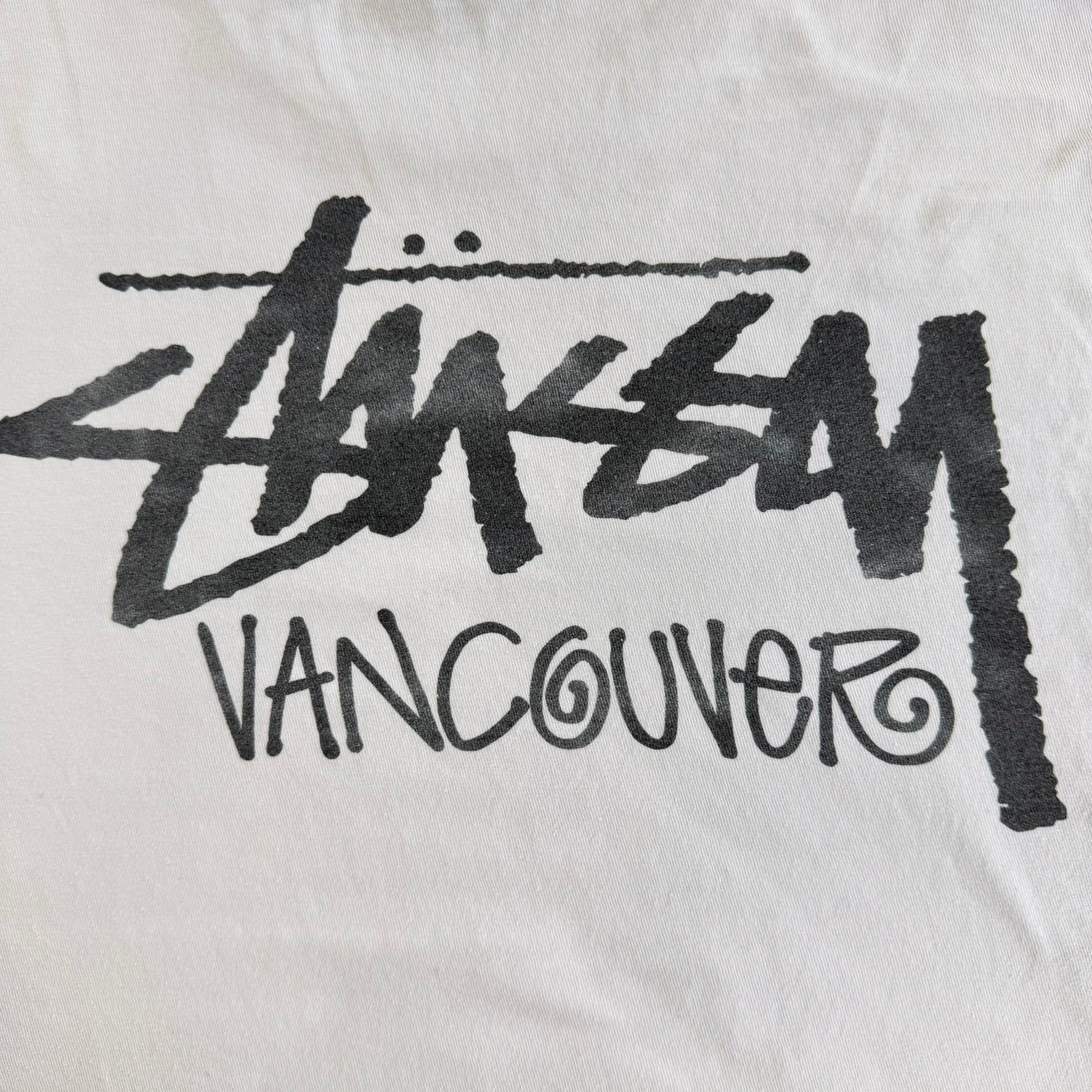J- Vintage Stussy Vancouver Script Text Tee - L