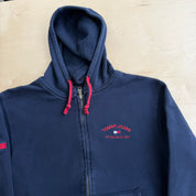 J- Vintage Tommy Hilfiger Jeans Embroidered Text Zip Up Hoodie - L