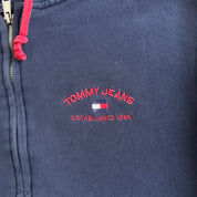 J- Vintage Tommy Hilfiger Jeans Embroidered Text Zip Up Hoodie - L