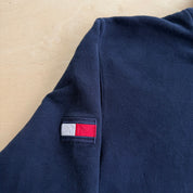 J- Vintage Tommy Hilfiger Jeans Embroidered Text Zip Up Hoodie - L