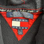 J- Vintage Tommy Hilfiger Jeans Embroidered Text Zip Up Hoodie - L