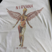 J- Vintage Nirvana In Utero Graphic Long Sleeve Raglan Tee - M