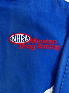 D- Vintage NHRA Winston Drag Racing Embroidered Text Jacket