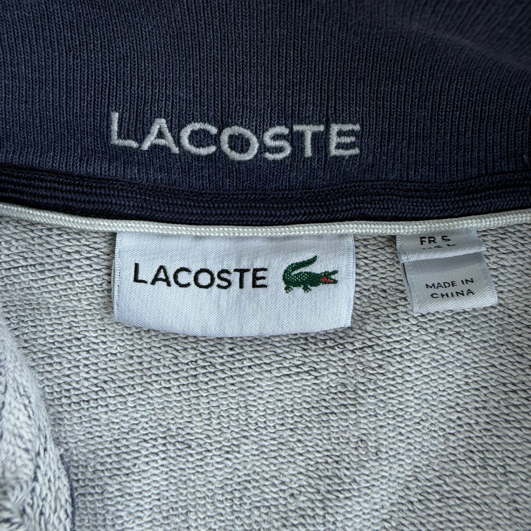 J- Vintage Lacoste Embroidered Logo Quarter Zip Crewneck - L