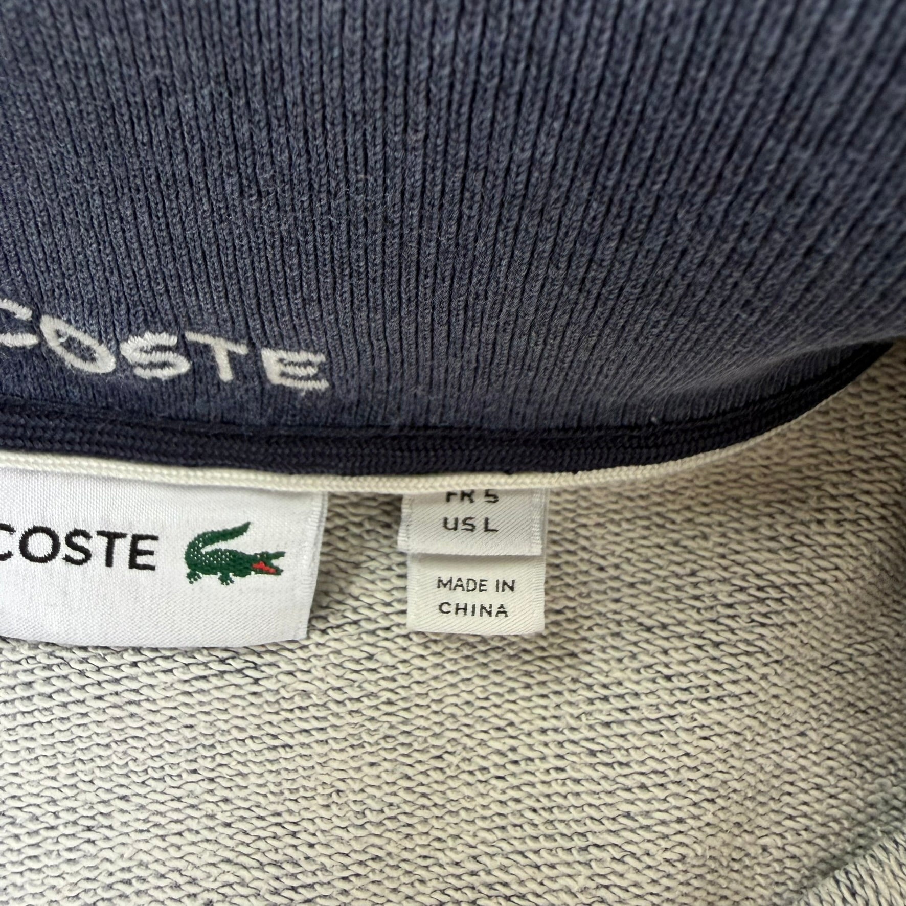 J- Vintage Lacoste Embroidered Logo Quarter Zip Crewneck - L