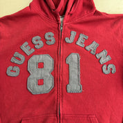 J- Vintage Guess Jeans 81 Embroidered Text Zip Up Hoodie - L