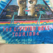 J- Vintage '94 Pink Floyd The Division Bell Tour Graphic Blue/Yellow Tie Dye Single Stitch Tee - XL