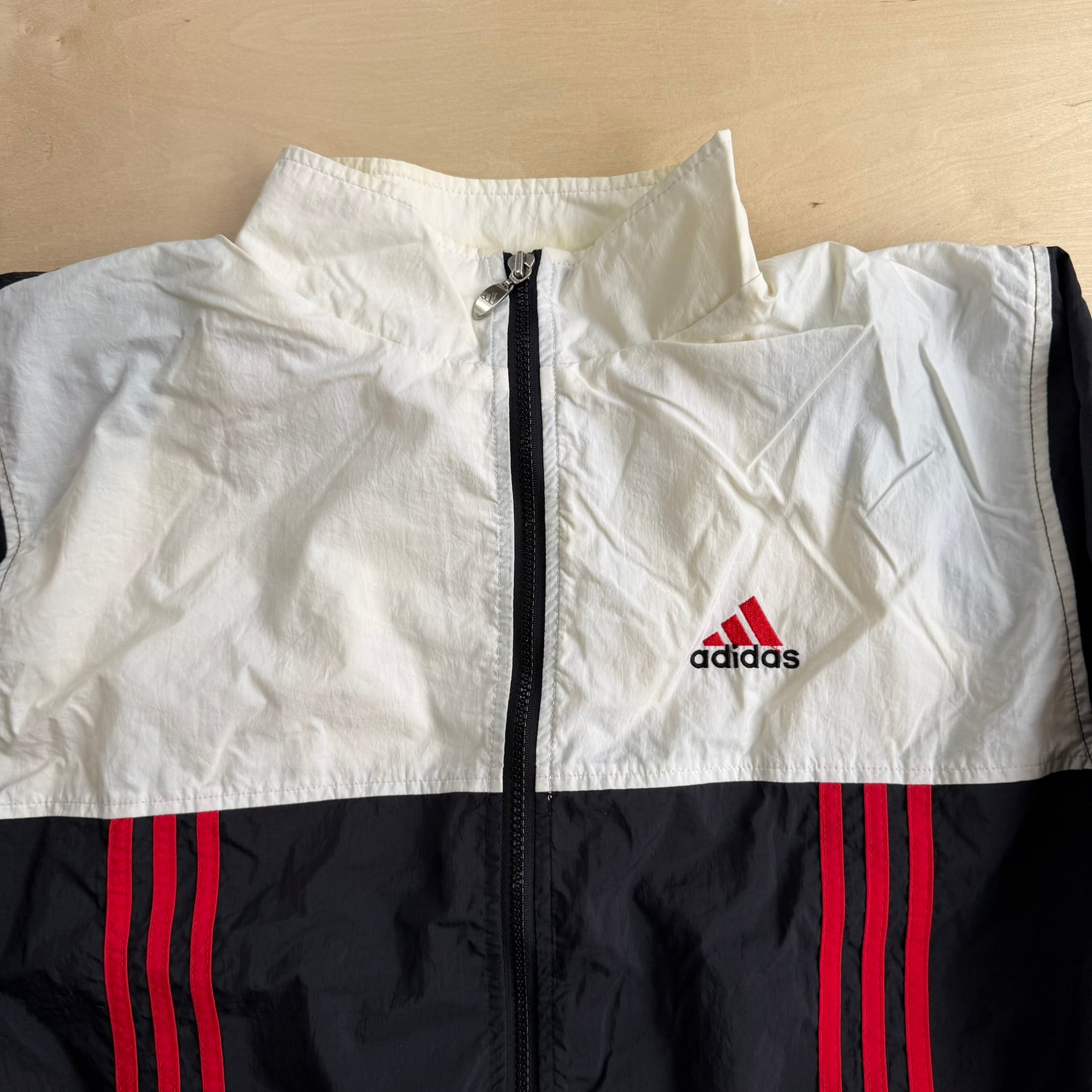 J- Vintage Adidas Embroidered Logo Zip Up Lightweight Jacket - XL