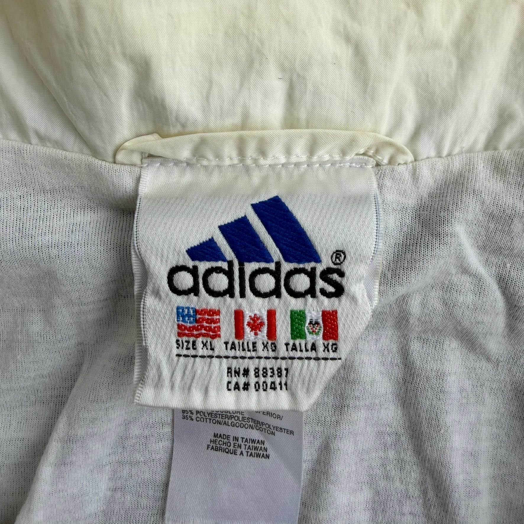 J- Vintage Adidas Embroidered Logo Zip Up Lightweight Jacket - XL
