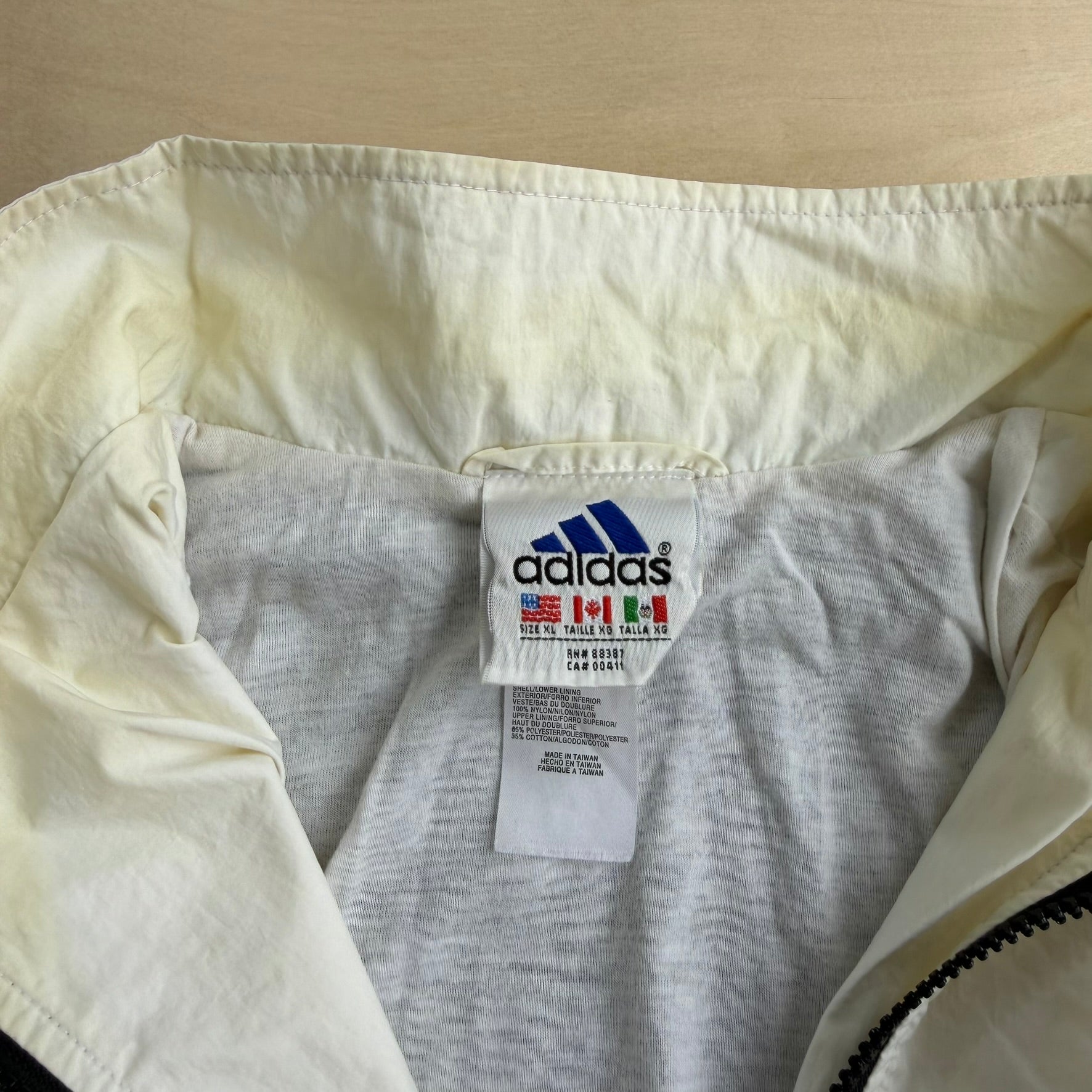 J- Vintage Adidas Embroidered Logo Zip Up Lightweight Jacket - XL