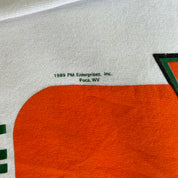 J- Vintage '89 University Of Miami Hurricanes Graphic Mascot & Text Crewneck - L