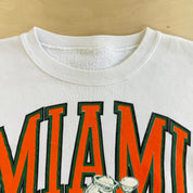 J- Vintage '89 University Of Miami Hurricanes Graphic Mascot & Text Crewneck - L