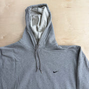 J- Vintage Y2K Nike Swoosh Embroidered Grey Hoodie - 2XL