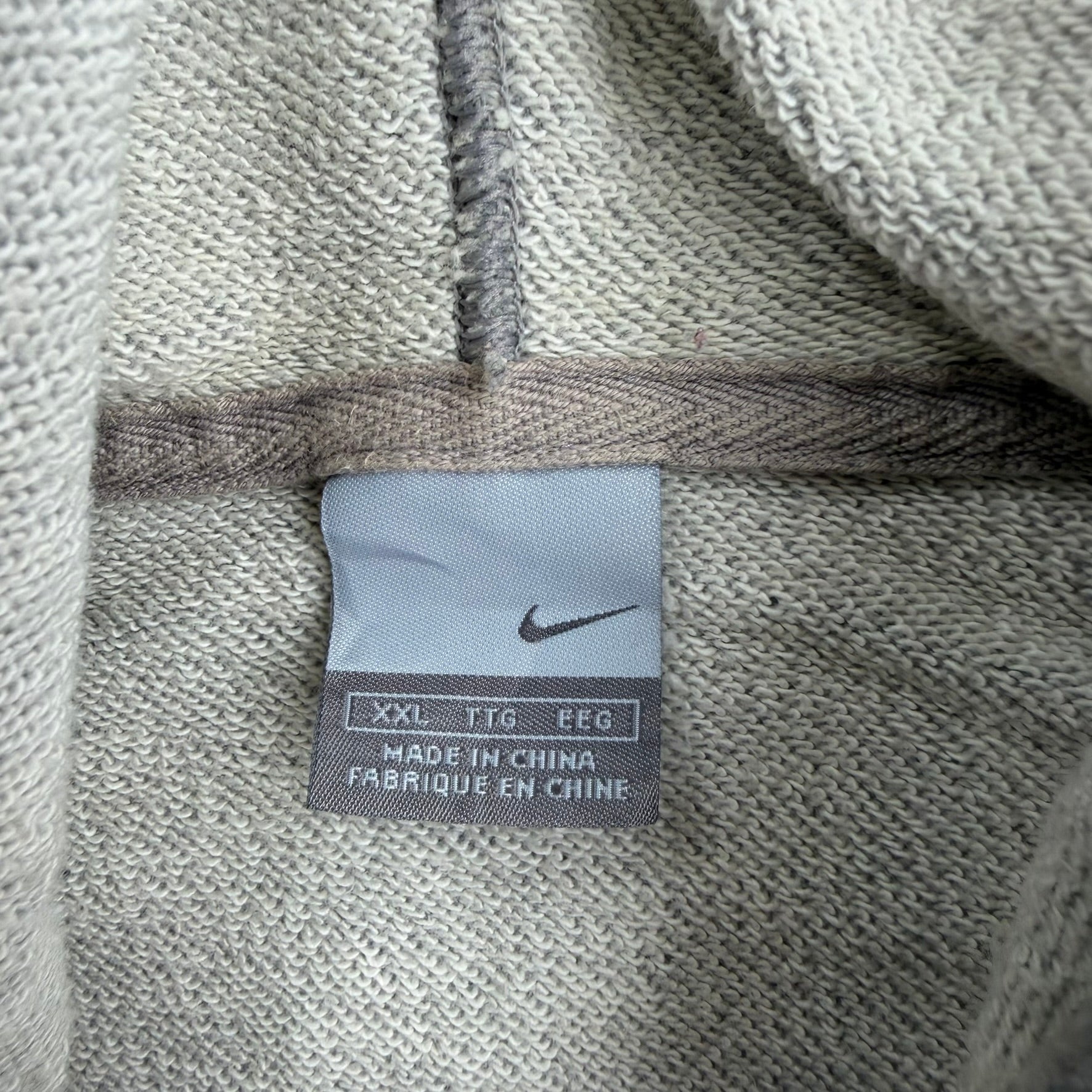 J- Vintage Y2K Nike Swoosh Embroidered Grey Hoodie - 2XL