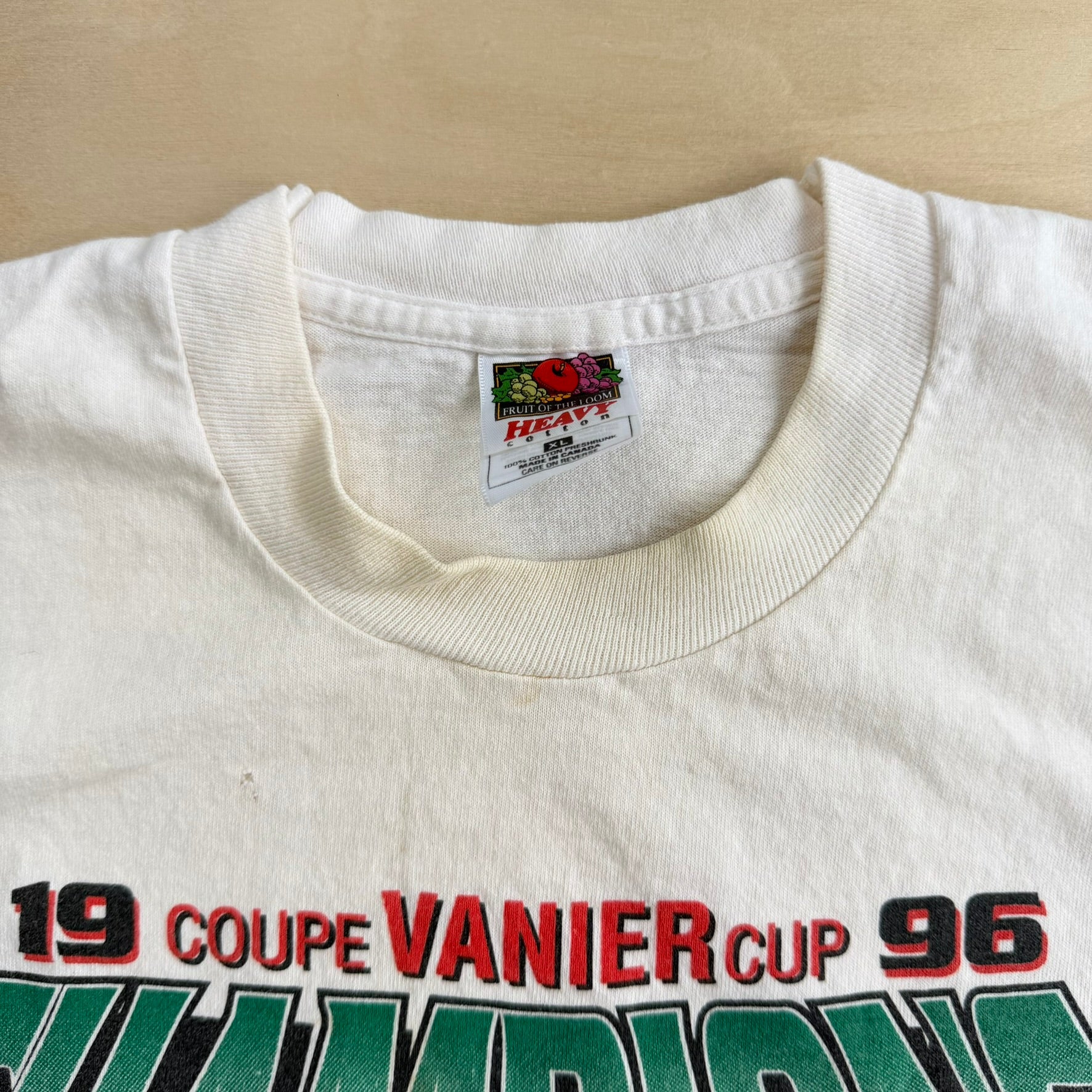 J- Vintage '96 Vanier Cup Saskatchewan Huskies Champions Graphic Single Stitch Tee - XL