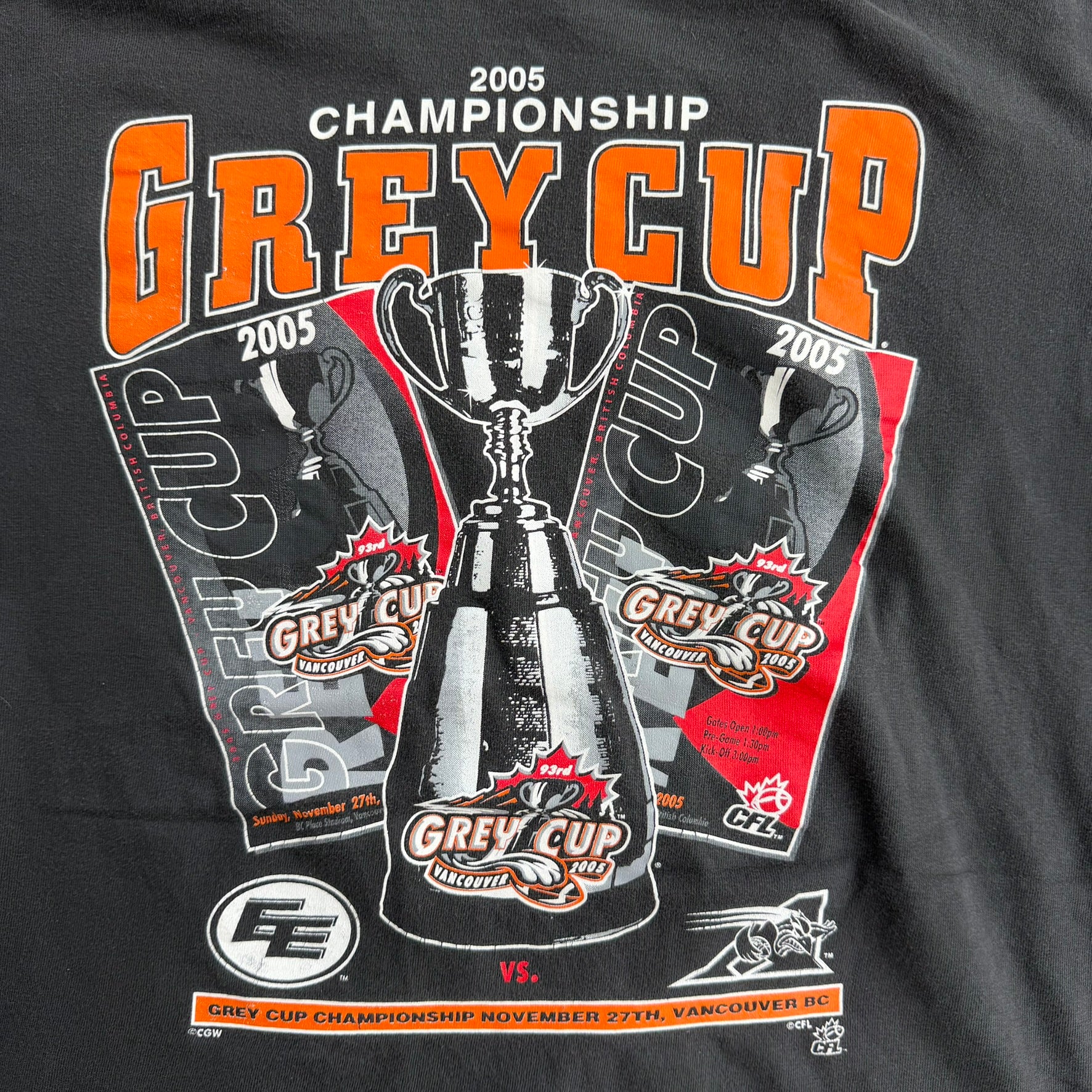 J- Vintage '05 CFL Grey Cup Championship Edmonton Vs Montreal Graphic Jersey Style Tee - M