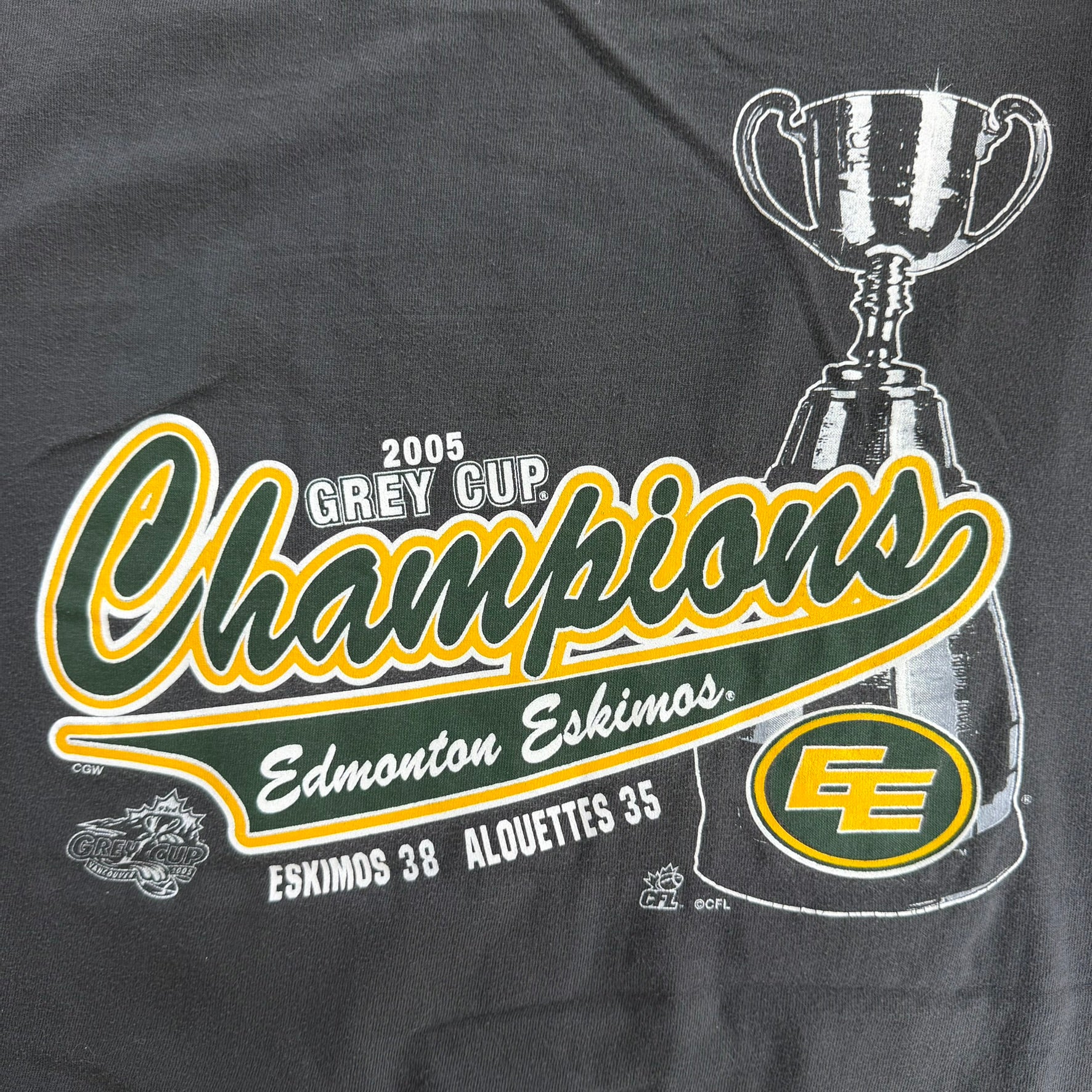 J- Vintage '05 CFL Grey Cup Championship Edmonton Vs Montreal Graphic Jersey Style Tee - M