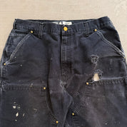 Vintage Carhartt Made In USA Black Double Knee Canvas Workwear Pants - 36x34