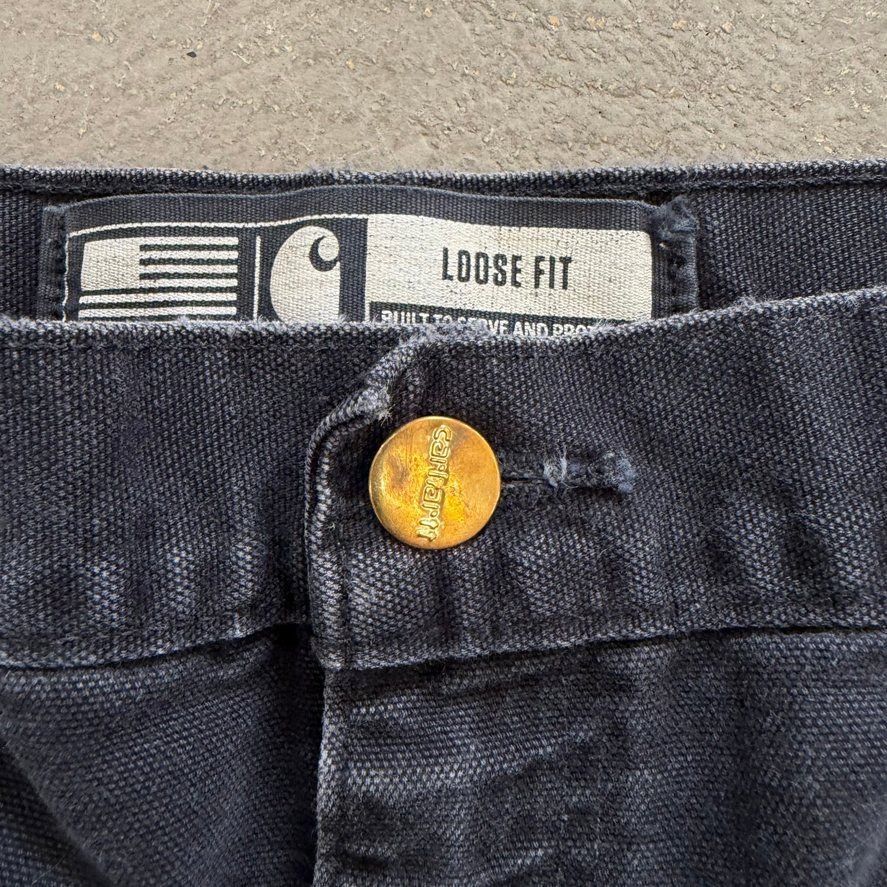 Vintage Carhartt Made In USA Black Double Knee Canvas Workwear Pants - 36x34