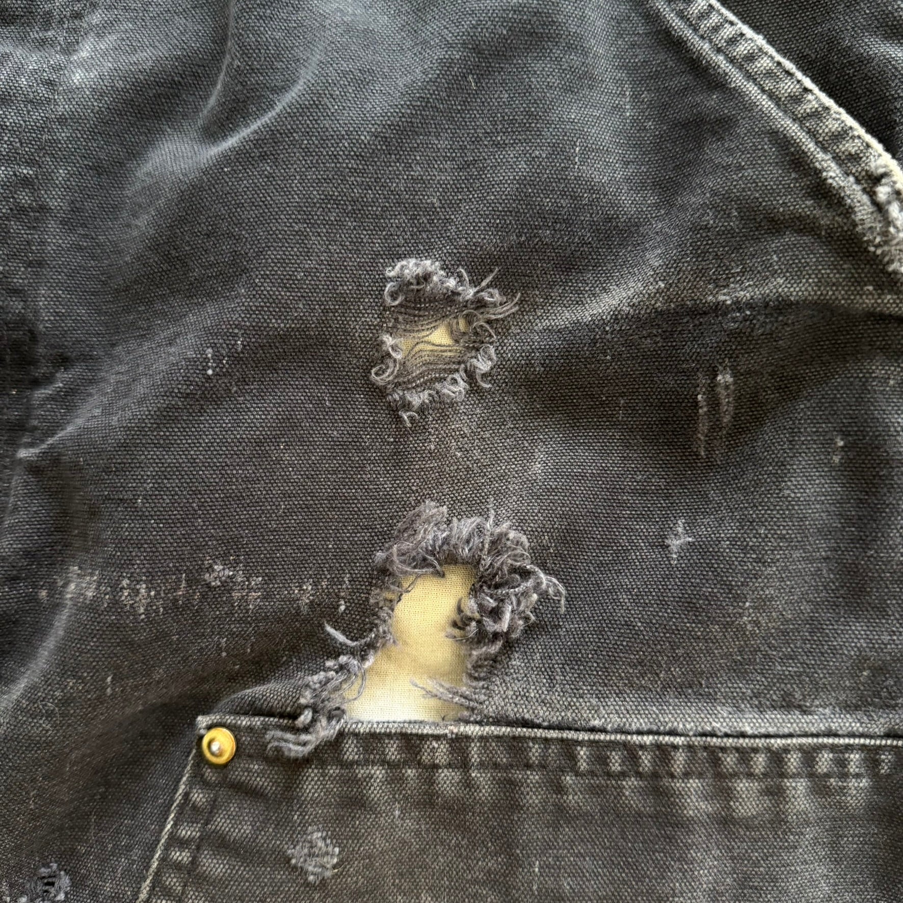 Vintage Carhartt Made In USA Black Double Knee Canvas Workwear Pants - 36x34