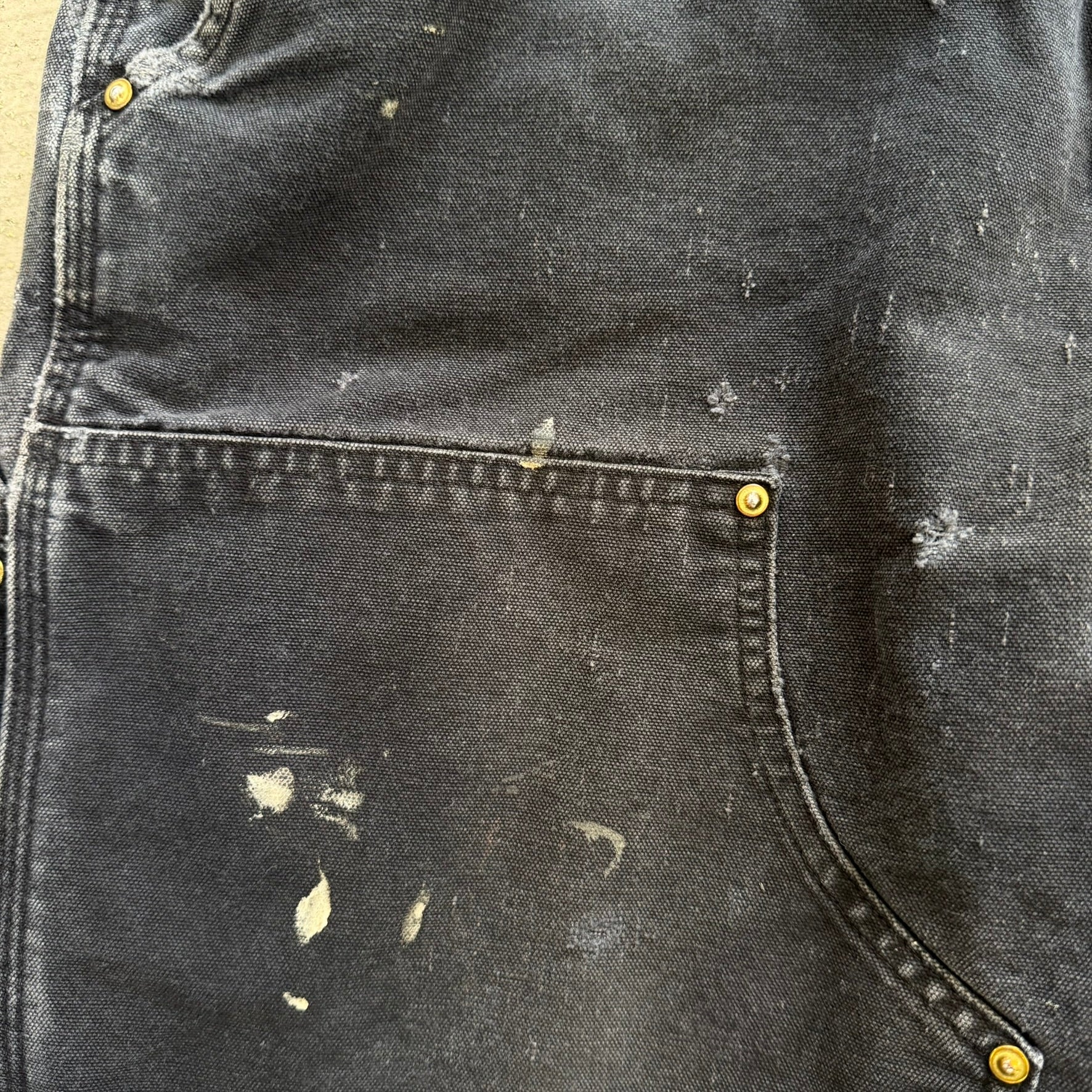 Vintage Carhartt Made In USA Black Double Knee Canvas Workwear Pants - 36x34