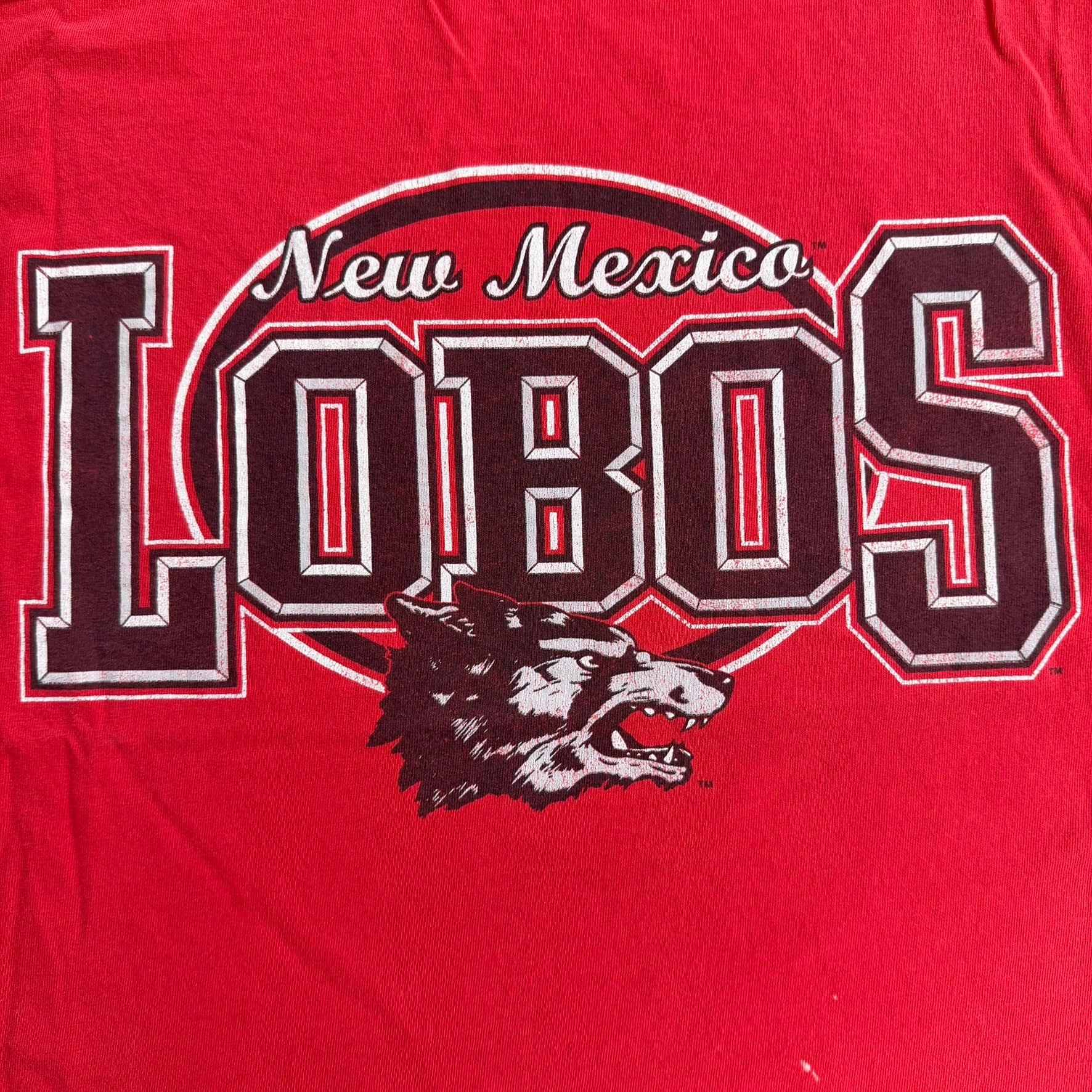 J- Vintage University Of New Mexico Lobos Logo Graphic Logo 7 Tee - XL